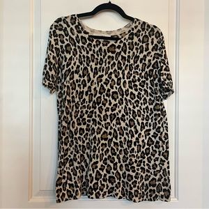 Loft Short Sleeve Leopard Sweater